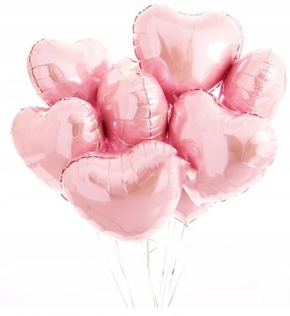 zestaw BALON foliowy różowe SERCE 8szt 45cm wesele