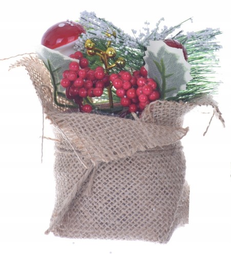 Stroik świąteczny święta dekoracja jutowy 12 cm