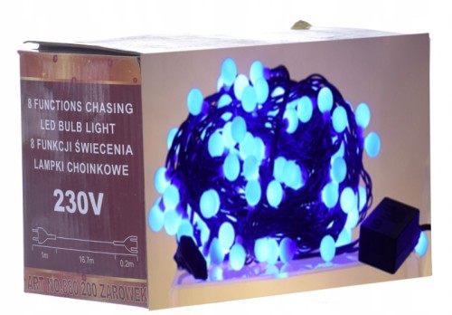 lampki CHOINKOWE LED 100 KULKI 9,2 m niebieski