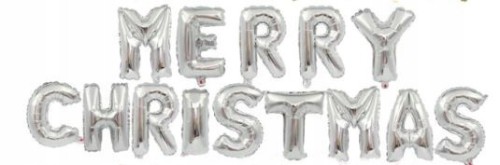 ZESTAW BALONÓW MERRY CHRISTMAS srebrny święta 70cm