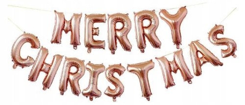 ZESTAW BALONÓW MERRY CHRISTMAS rose gold święta 80
