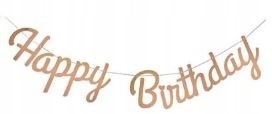Baner Girlanda rose gold HAPPY BIRTHDAY 3m tekturo