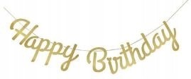 Baner Girlanda złota papierowa HAPPY BIRTHDAY 3m