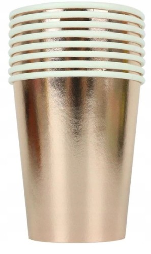 Kubki papierowe rose gold 250ml 6 szt urodziny hit
