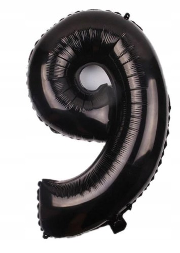 BALON foliowy CZARNY cyfra DZIEWIĘĆ 9 urodziny 80