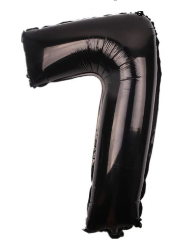 BALON foliowy CZARNY cyfra SIEDEM 7 urodziny 80 cm