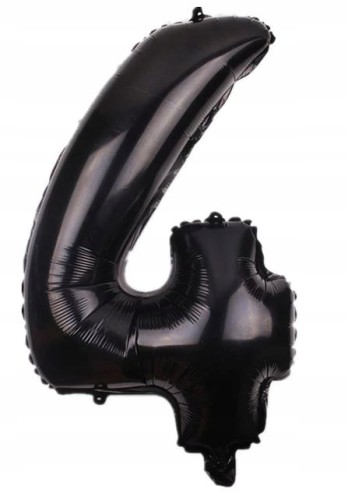 BALON foliowy CZARNY cyfra CZTERY 4 urodziny 80 cm