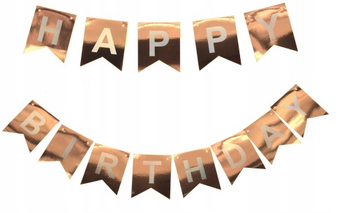 Baner Girlanda rose gold urodziny metaliczna 3m