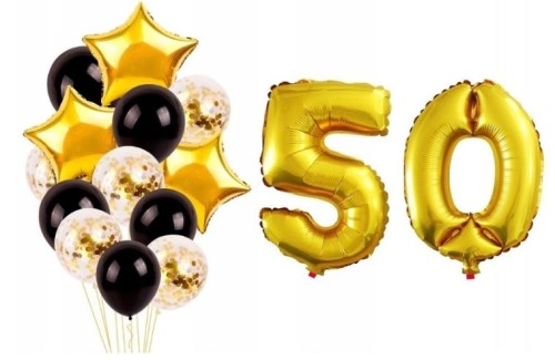 ZESTAW BALONY 50 URODZINY pięćdziesiątka konfetti