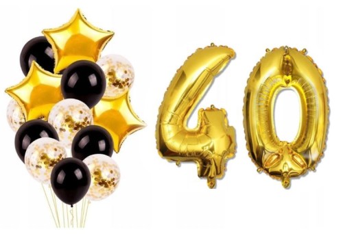ZESTAW BALONY 40 URODZINY czterdziestka konfetti