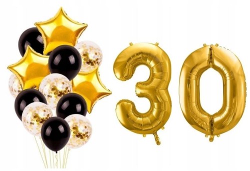 ZESTAW BALONY 30 URODZINY trzydziestka konfetti