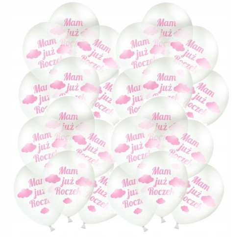 Balony przezroczyste DUŻE 35 cm ROCZEK 20 sztuk