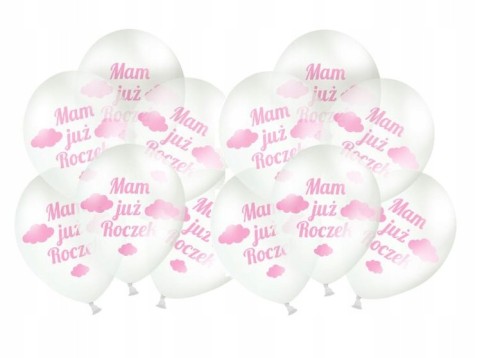 Balony przezroczyste DUŻE 35 cm ROCZEK 10 sztuk