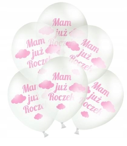 Balony przezroczyste DUŻE 35 cm ROCZEK 5 sztuk