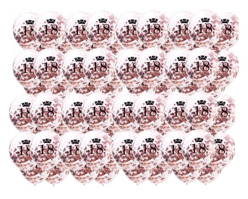 Zestaw balonów 18 urodziny konfetti rose GOLD 50st