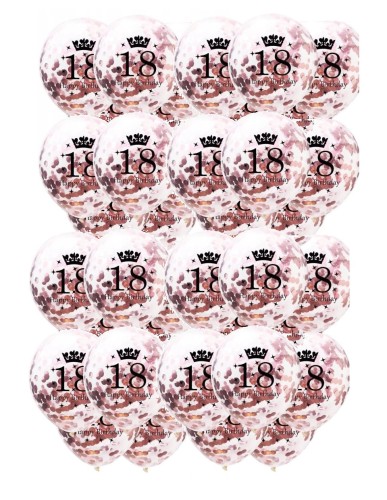 Zestaw balonów 18 urodziny konfetti rose GOLD 20st