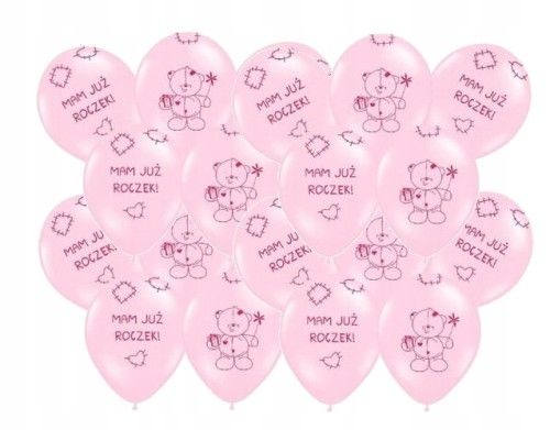 Balony lateksowe DUŻE 35 cm mam już ROCZEK 20 szt