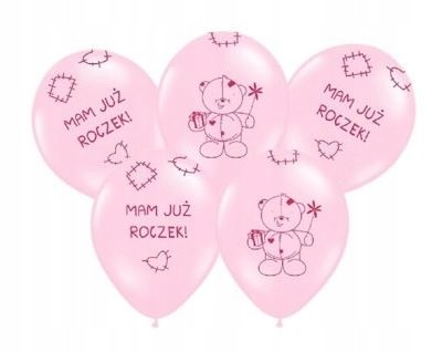 Balony lateksowe DUŻE 35 cm mam już ROCZEK 5 sztuk