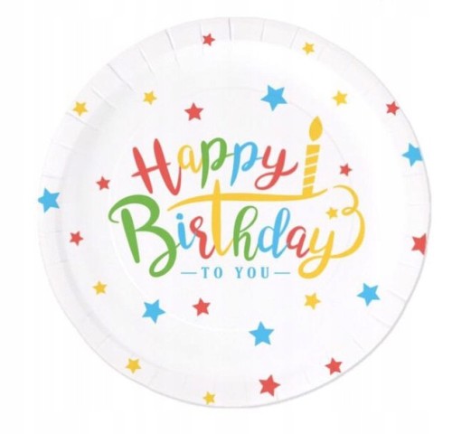 TALERZYKI papierowe 19cm urodziny happy 6sz roczek
