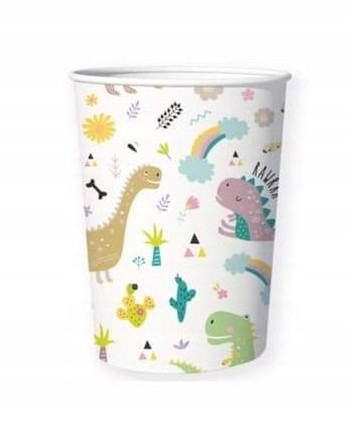 Kubki papierowe 250ml 6szt urodziny DINOZAURY hit