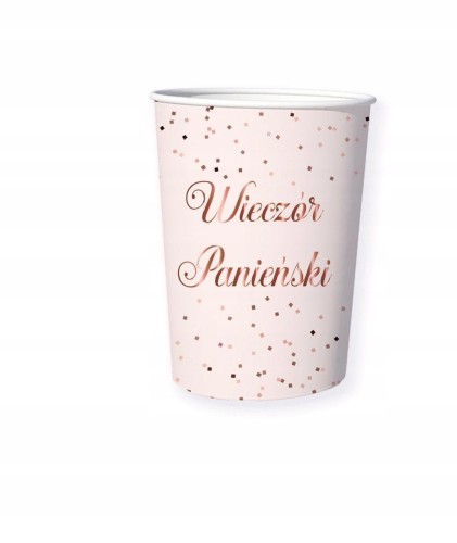 Kubki papierowe 250ml 6szt wieczór panieński różow