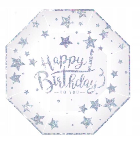 TALERZYKI papierowe 6 szt 23 cm HOLOGRAFICZNY hit