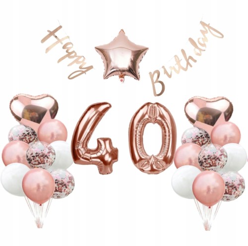 ZESTAW balony rose gold 40 urodziny czterdziestka