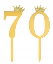 Topper toper na tort urodziny 70 dekoracja złoty