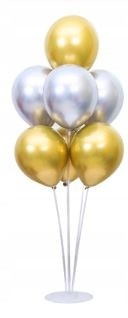Stojak BALONY chromowane shiny 7 szt urodziny złot