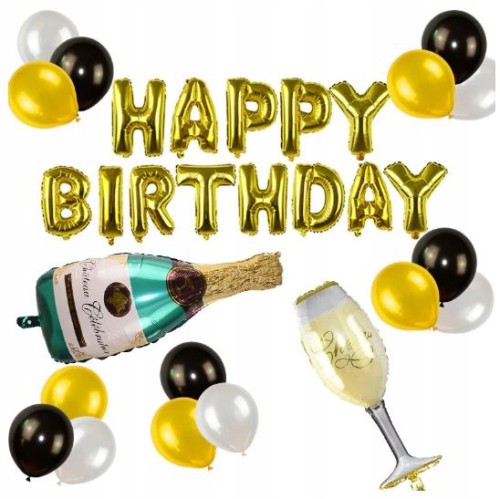 ZESTAW BALONÓW urodziny szampan przyjęcie 30 szt