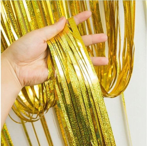 KURTYNA DEKORACYJNA złota holograficzna 1m x 2m