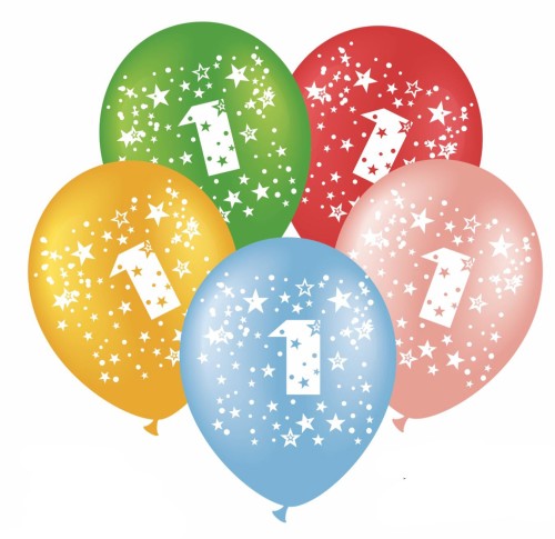 BALON gumowy urodzinowy MIX JEDEN 1 5 szt roczek