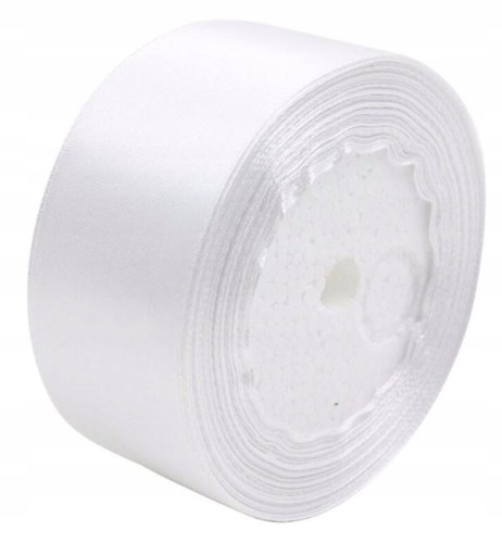 Wstążka tasiemka satynowa atłasowa biała 2,5cm 22m