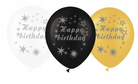 Balony lateksowe brokatowe urodziny 3szt 35 cm hit