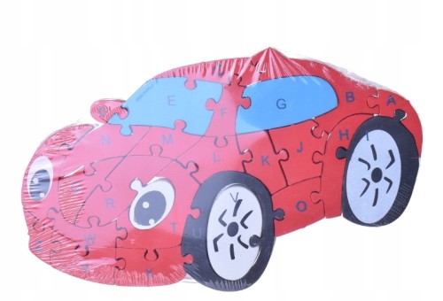 Drewniane puzzle litery 3D układanka prezent auto