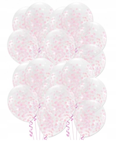 Balony duże przezroczyste różowe konfetti 20szt 35