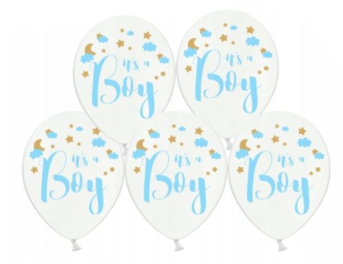 Balony lateksowe DUŻE 5 szt baby shower 35 cm boy