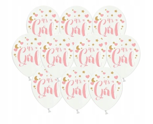 Balony lateksowe DUŻE 10szt baby shower 35 cm girl
