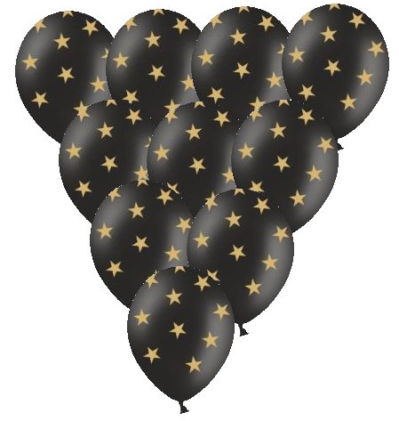 Balony lateksowe DUŻE złote czarne urodziny 10 szt