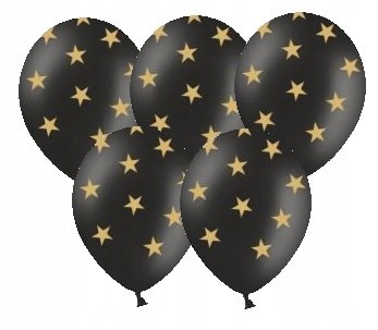 Balony lateksowe DUŻE złote czarne urodziny 5 szt