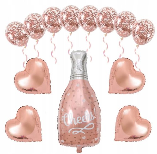 Zestaw balony rose gold szampan panieński urodziny