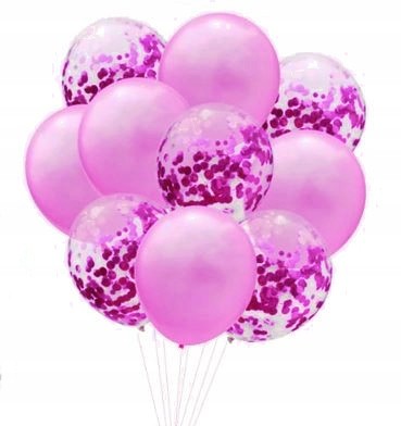 Zestaw duże balony z konfetti RÓŻOWE bukiet 10