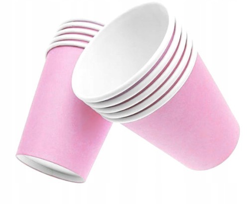Kubki kubek papierowy 250ml 6 szt różowy roczek