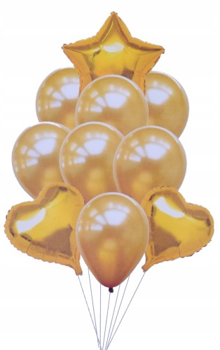 Zestaw bukiet balony złote duże serca gwiazda hit