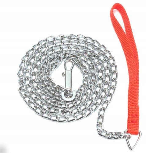 Smycz łańcuch 122cm dla małego pieska psa czerwona