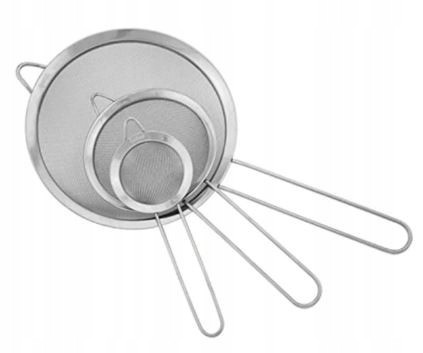 zestaw 3 sitka do MĄKI CUKRU durszlak sitko cedzak