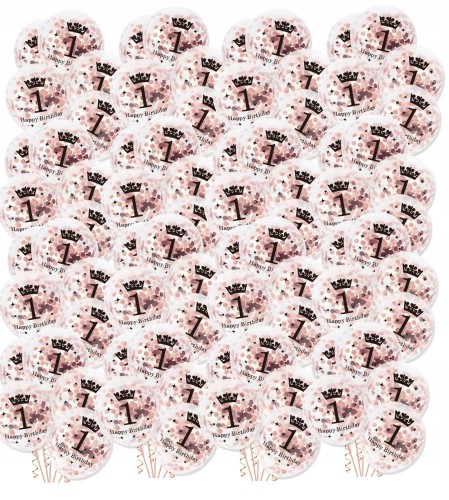 Balony z konfetti na roczek rose GOLD 100 szt 34 c