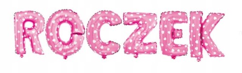 Balony foliowe napis na ROCZEK różowy serca 40 cm