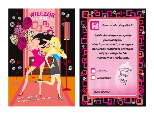 Karty z zadaniami na wieczór panieński do domu