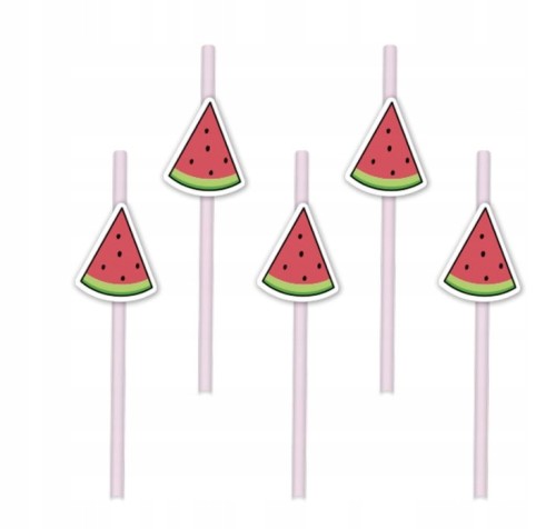 Słomki BIO RURKI papierowe arbuz 8szt eco urodziny